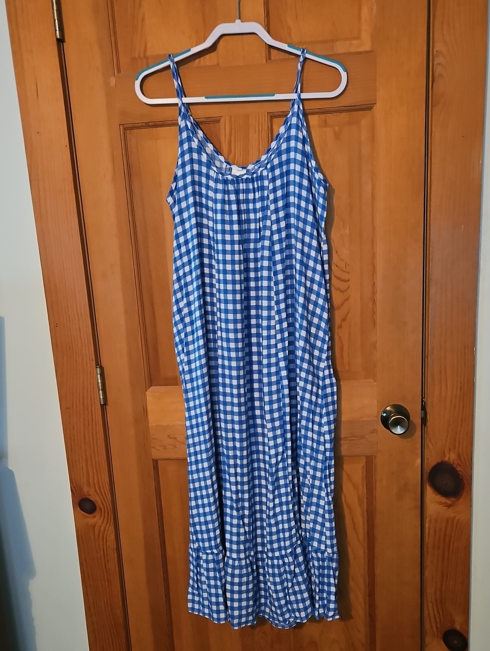 Blue and White Gingham Maxi Dress